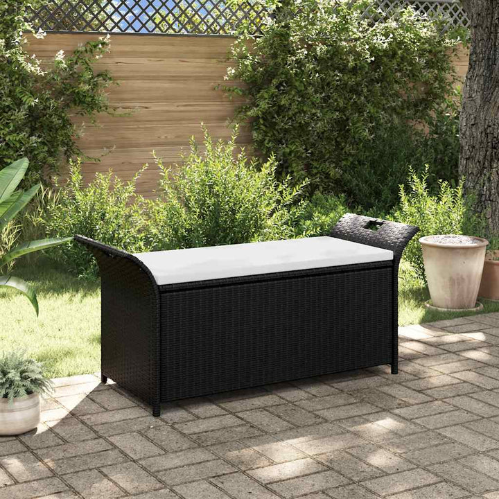 Truhenbank Mit Polster 138 Cm Poly Rattan Braun