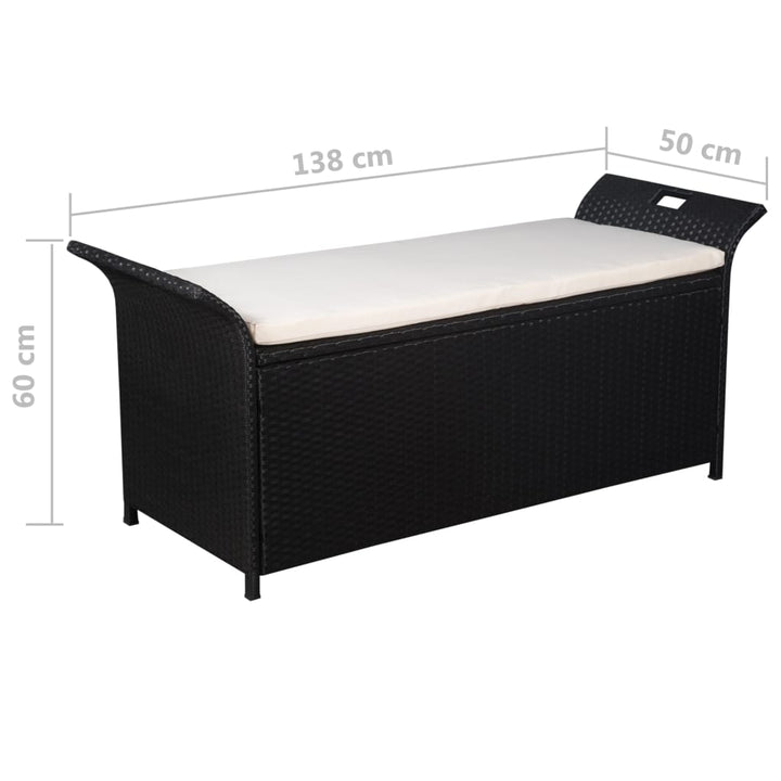 Truhenbank Mit Polster 138 Cm Poly Rattan