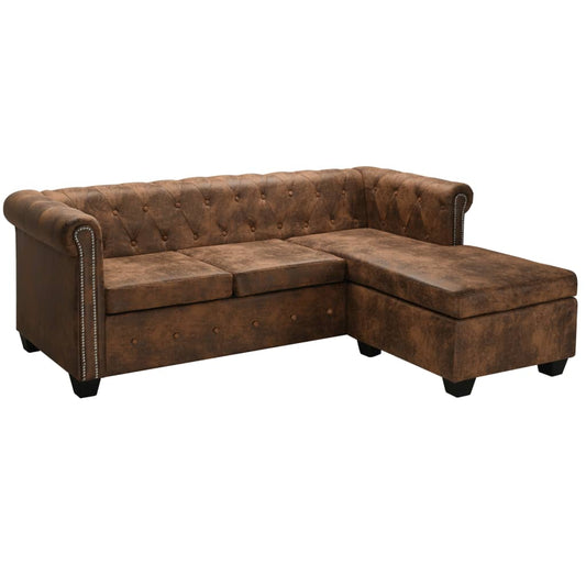 Chesterfield-Sofa L-Form Kunstwildleder