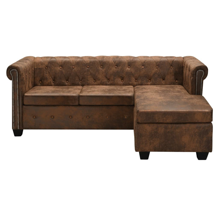 Chesterfield-Sofa L-Form Kunstwildleder