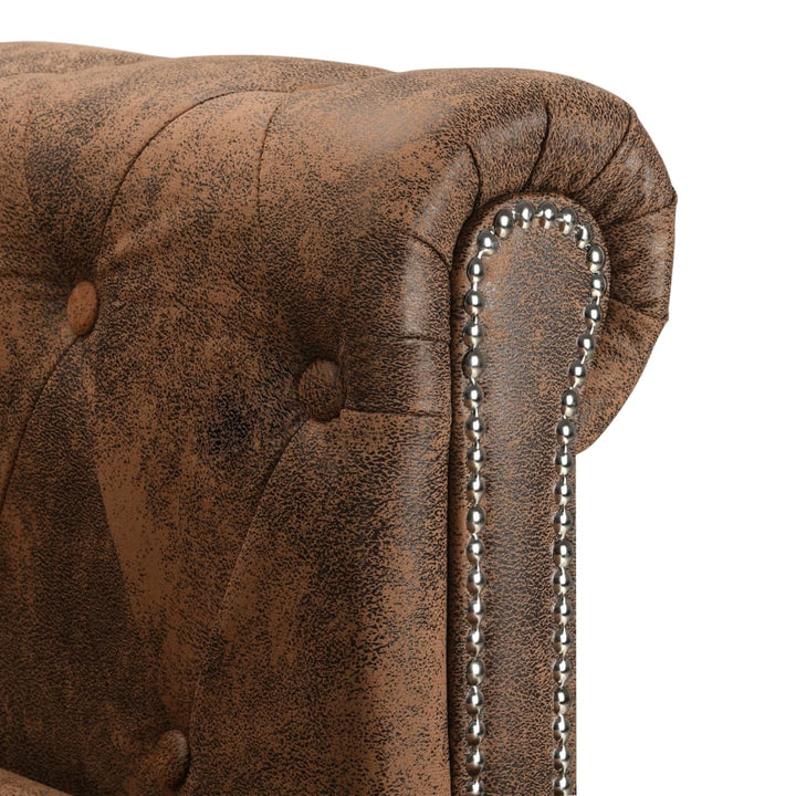 Chesterfield-Sofa L-Form Kunstwildleder