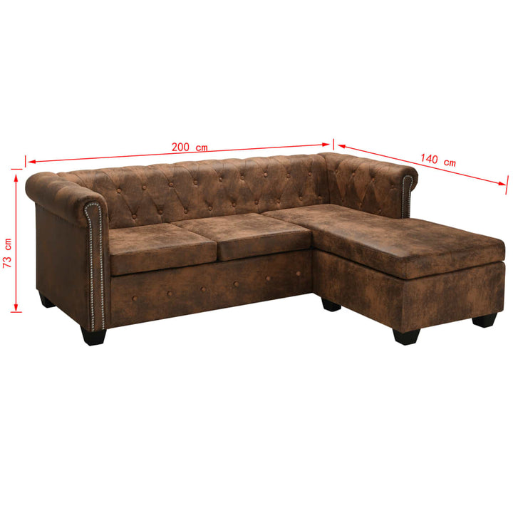 Chesterfield-Sofa L-Form Kunstwildleder