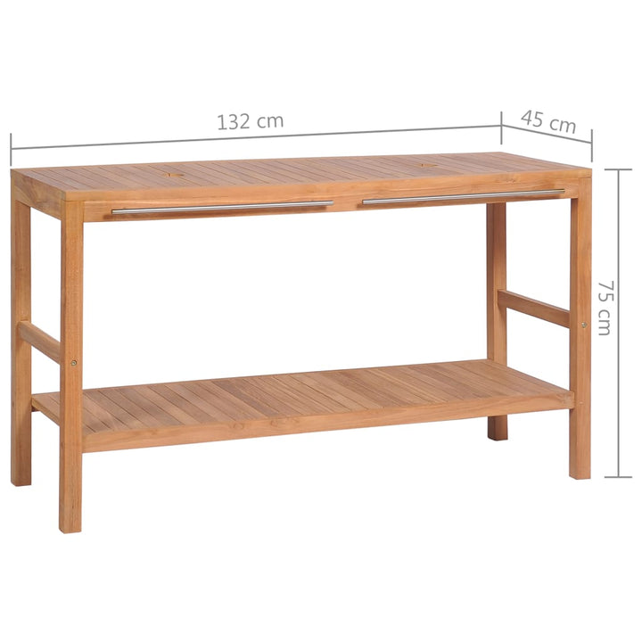 Waschtischunterschrank Massivholz Teak 132X45X75 Cm