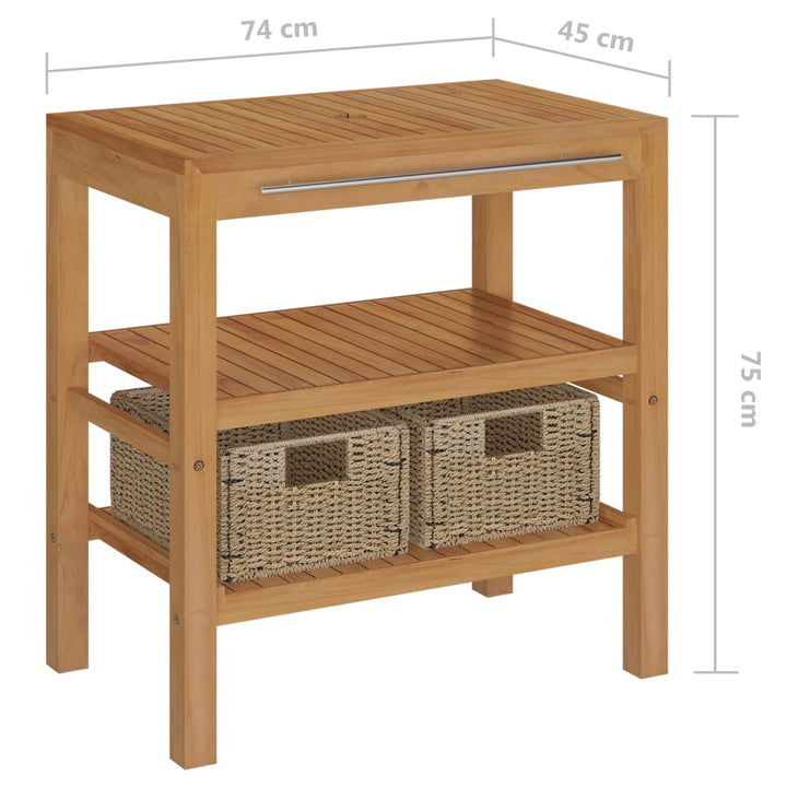 Waschtischunterschrank Teak Massiv Mit Flussstein Waschbecken