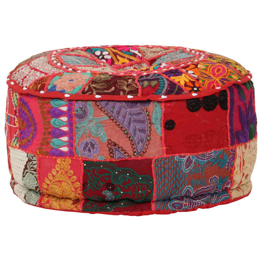 Patchwork Sitzpouf Rund Baumwolle Handgefertigt 40X20 Cm