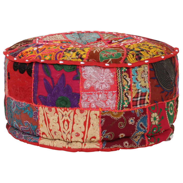 Patchwork Sitzpouf Rund Baumwolle Handgefertigt 40X20 Cm