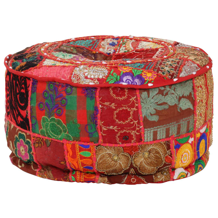 Patchwork Sitzpouf Rund Baumwolle Handgefertigt 40X20 Cm