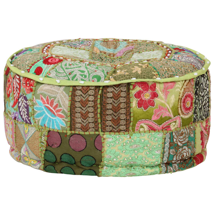 Patchwork Sitzpouf Rund Baumwolle Handgefertigt 40X20 Cm