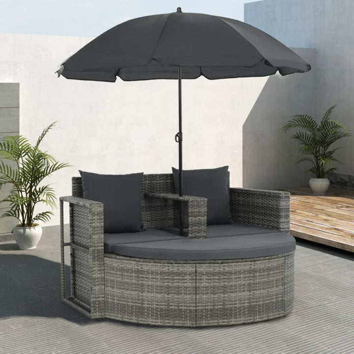 Gartenbett Mit Sonnenschirm Poly Rattan