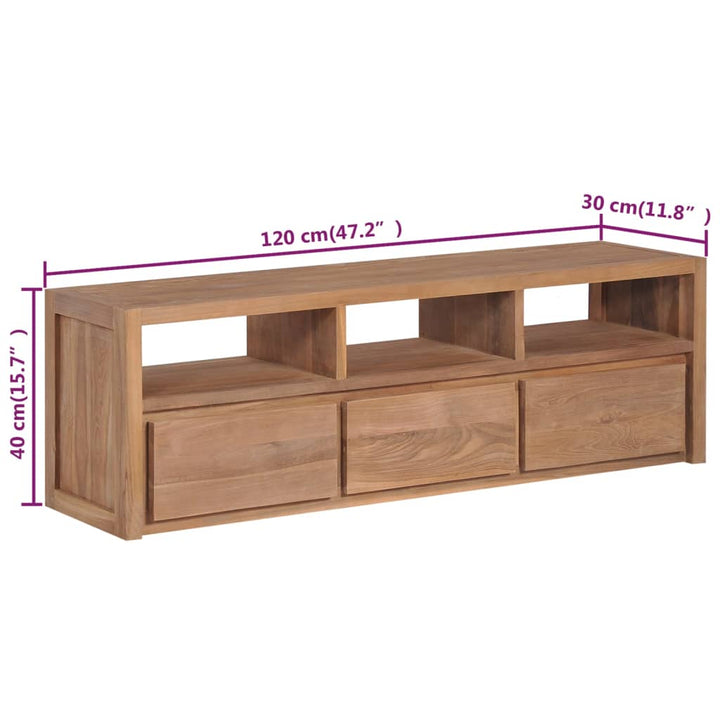 Tv-Schrank Massivholz Teak Natur 120×30×40 Cm