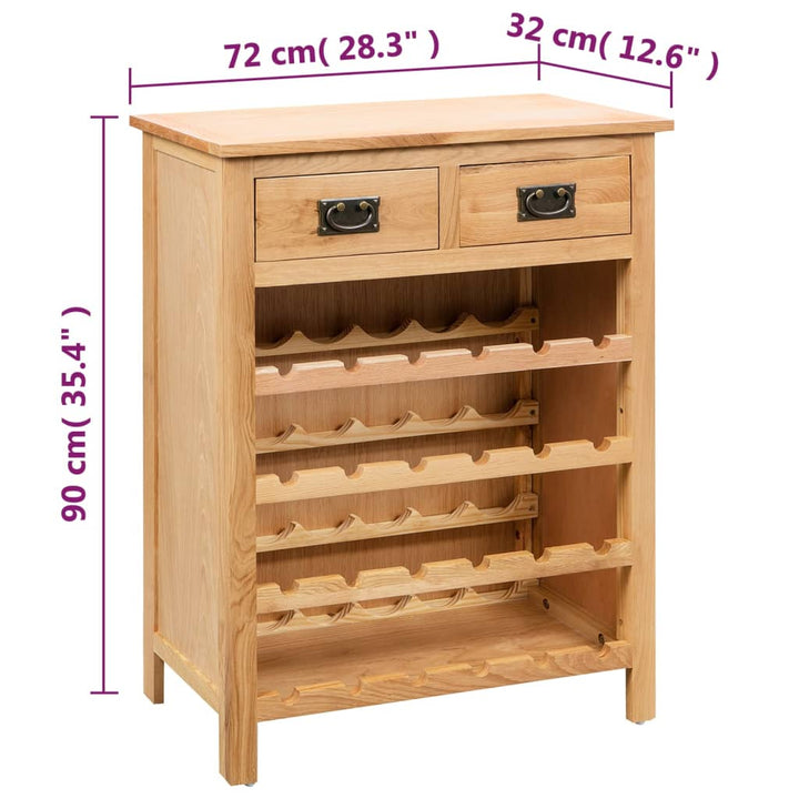 Weinschrank 72X32X90 Cm Massivholz Eiche