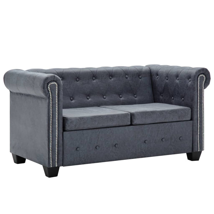 Chesterfield-Sofa Kunstwildleder Grau