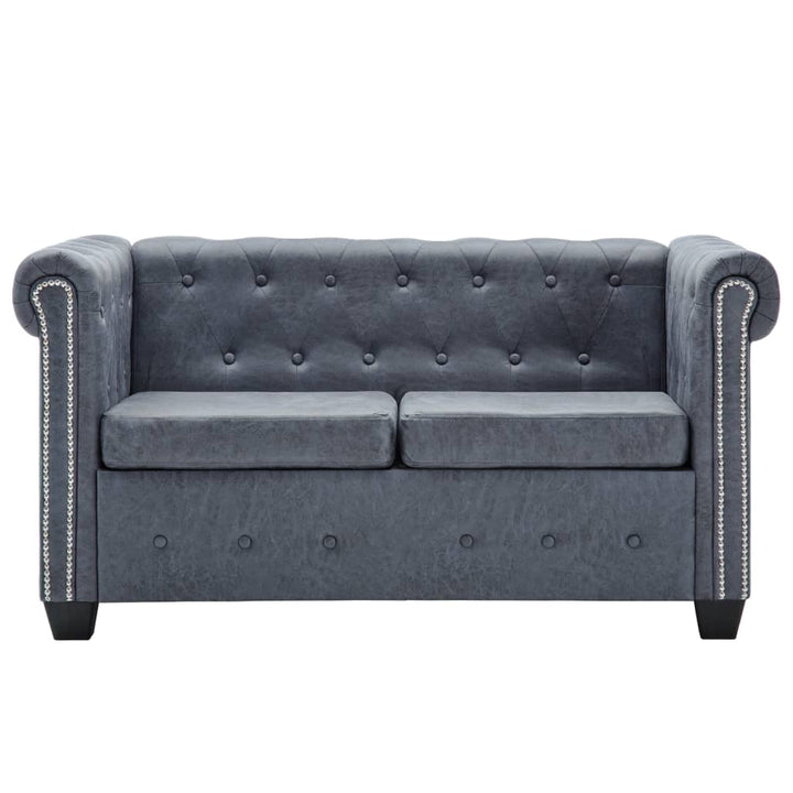 Chesterfield-Sofa Kunstwildleder Grau