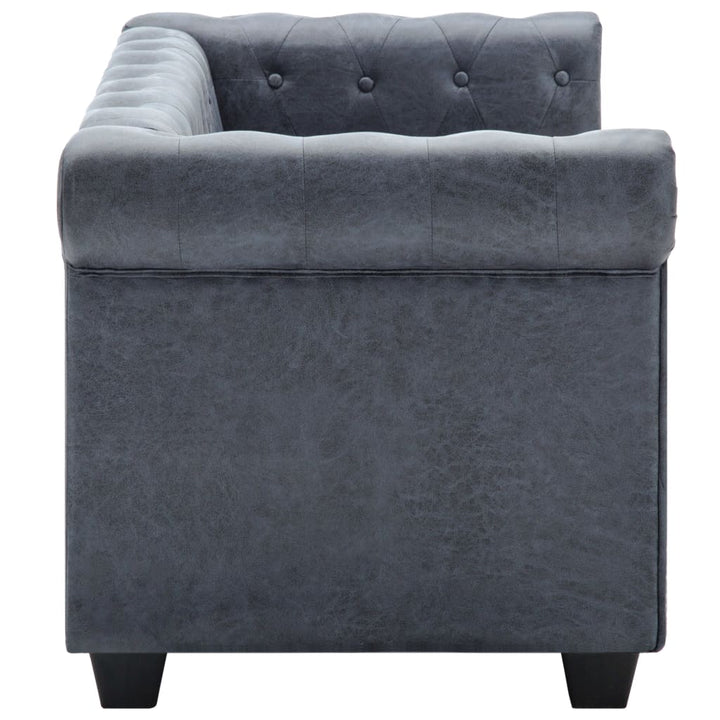 Chesterfield-Sofa Kunstwildleder Grau