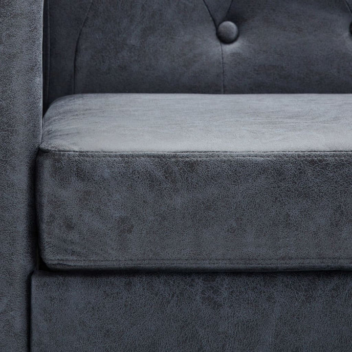 Chesterfield-Sofa Kunstwildleder Grau