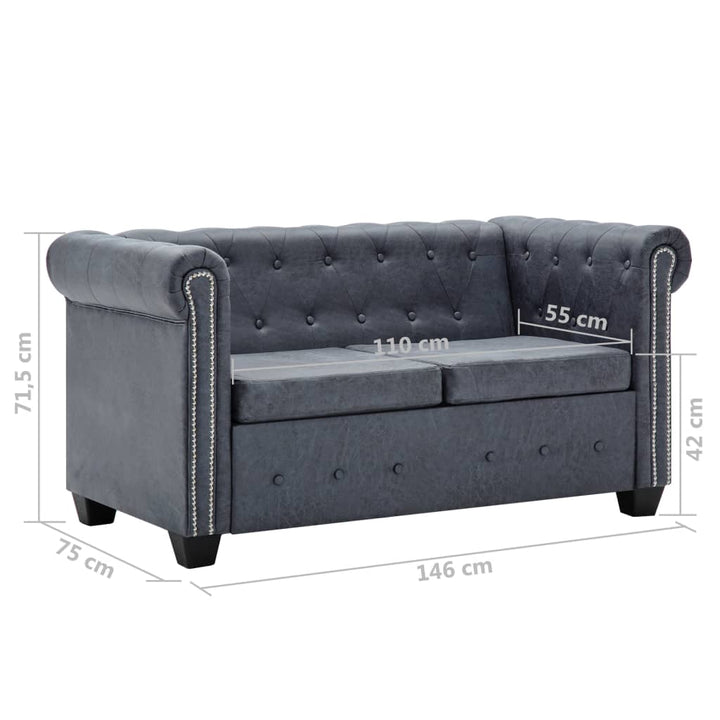 Chesterfield-Sofa Kunstwildleder Grau