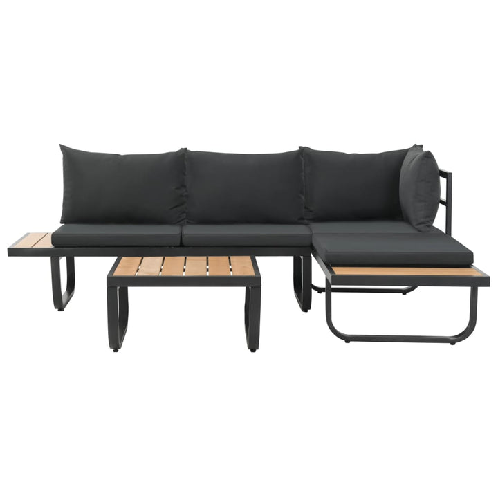 2-Tlg. Garten-Ecksofa-Set Mit Auflagen Aluminium Wpc