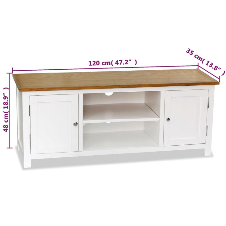 Tv-Schrank 120X35X48 Cm Massivholz Eiche