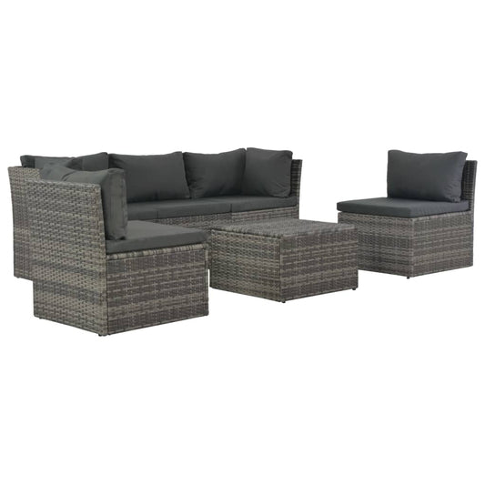 4-Tlg. Garten-Lounge-Set Mit Polstern Poly Rattan