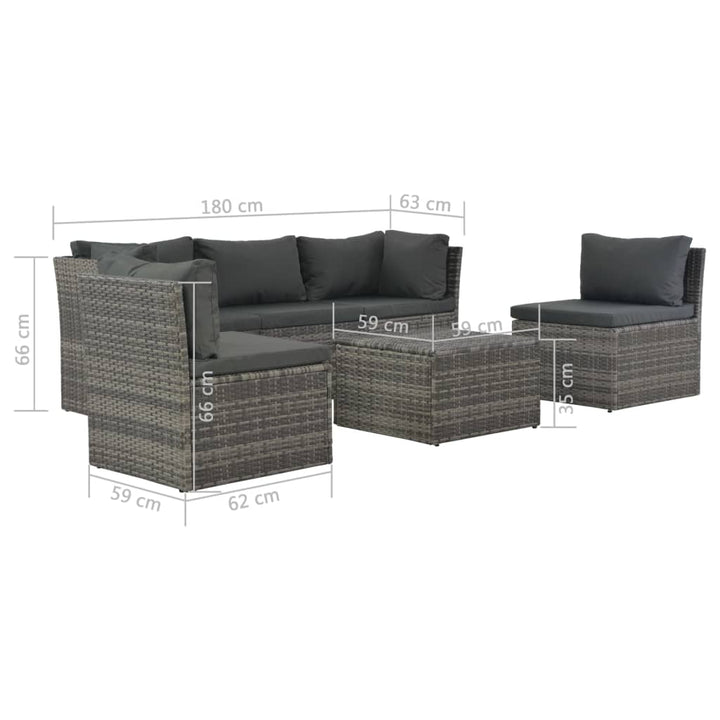 4-Tlg. Garten-Lounge-Set Mit Polstern Poly Rattan