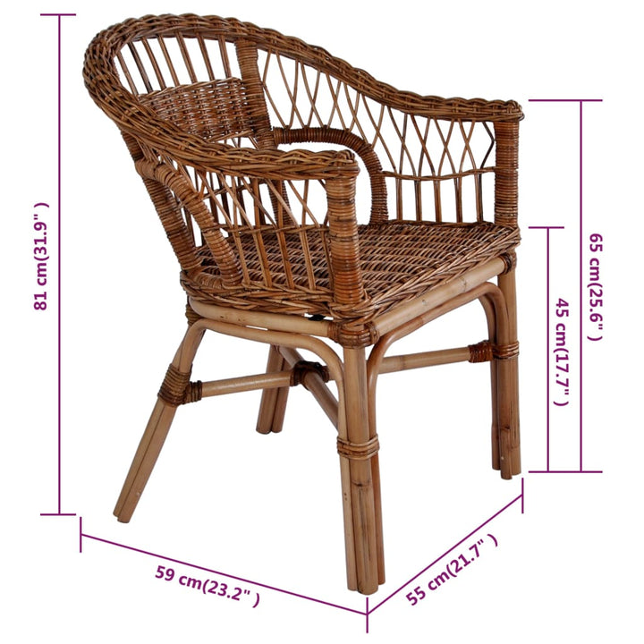 Gartenstühle 2 Stk. Natürliches Rattan