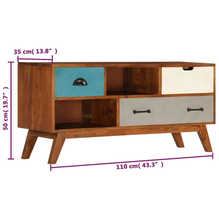 Tv-Schrank Mit 3 Schubladen 110X35X50 Cm Massivholz Akazie