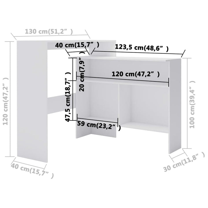 Bartisch Mit 2 Tischplatten 130X40X120 Cm