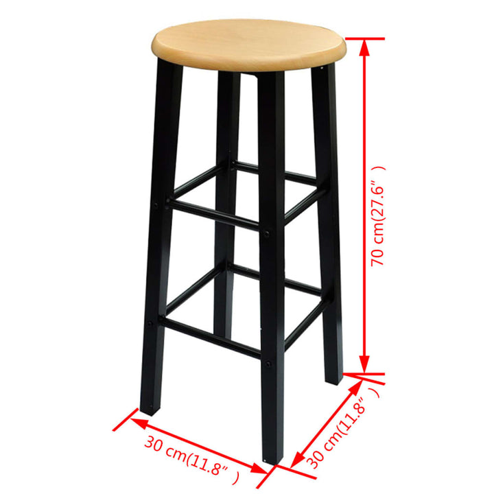 Früchstücksbar Hellbraunes Holz Schwarzer Stahl