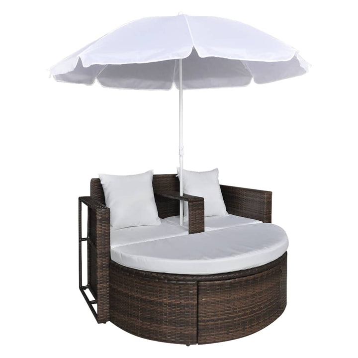 Gartenbett Mit Sonnenschirm Poly Rattan