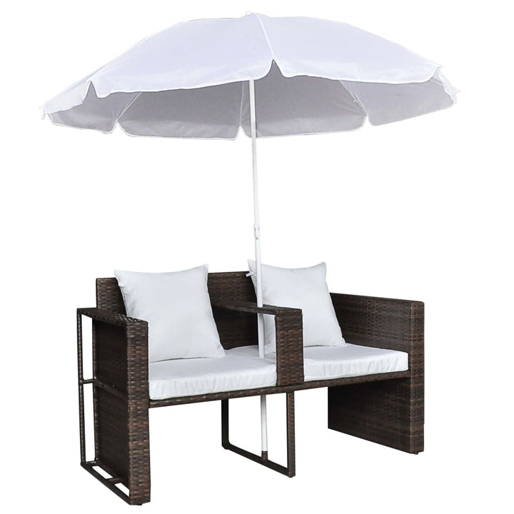 Gartenbett Mit Sonnenschirm Poly Rattan