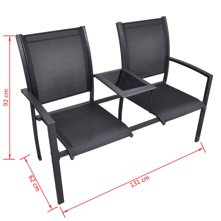 2-Sitzer-Gartenbank 131 Cm Stahl Und Textiline Schwarz