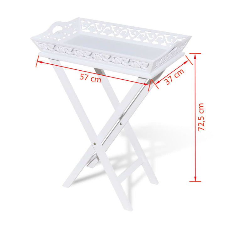 Serviertisch/Beistelltisch Mit Tablett Weiß