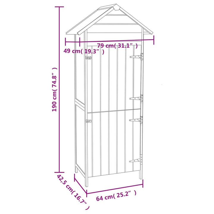 Gartenschrank Braun 42,5X64X190 Cm Grün