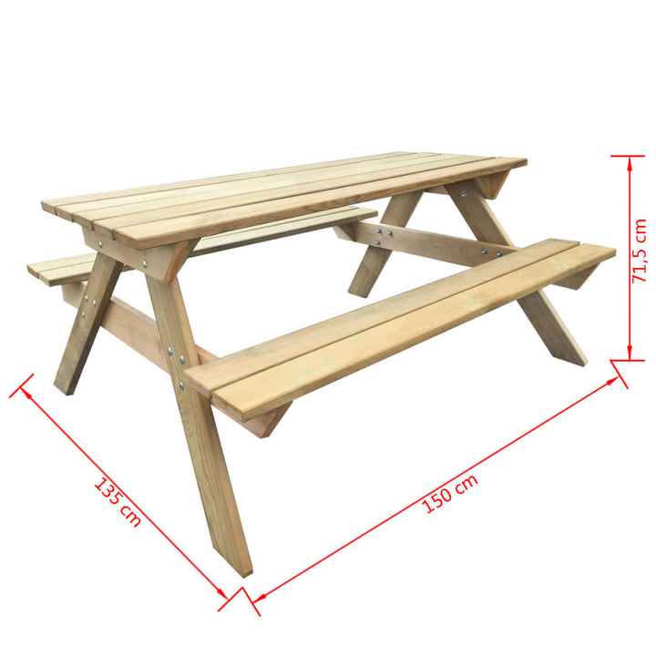 Picknicktisch 150X135X71,5 Cm Holz