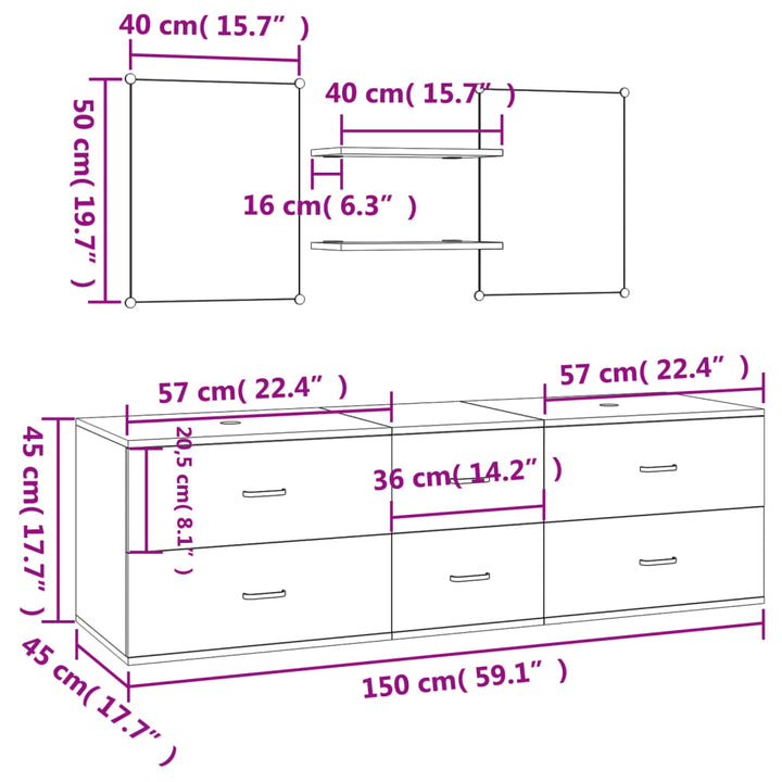 5-Tlg. Badmöbel-Set Holzwerkstoff