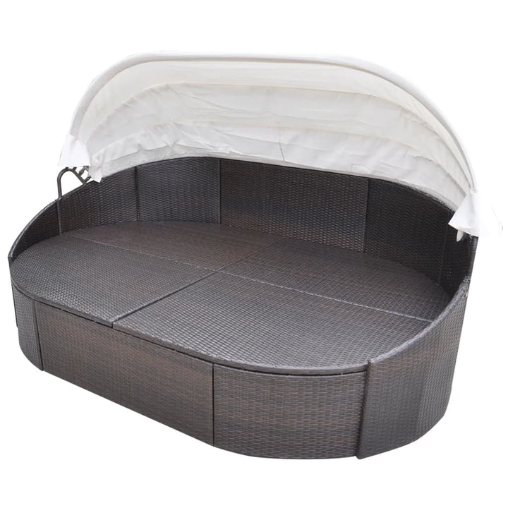 Outdoor-Loungebett Mit Dach Poly Rattan