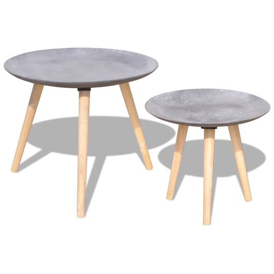 2-Tlg. Beistelltisch/Couchtisch-Set 55 Cm & 44 Cm Betongrau