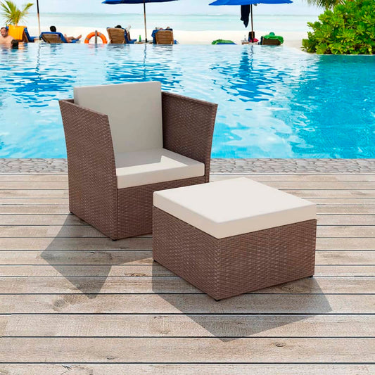 Gartensessel Mit Fußhocker Poly Rattan