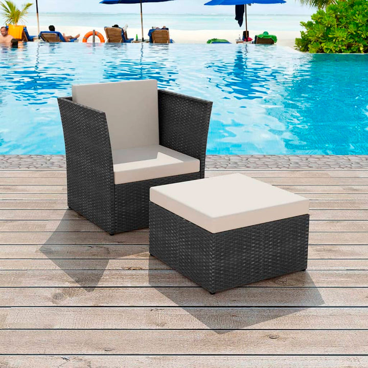 Gartensessel Mit Fußhocker Poly Rattan