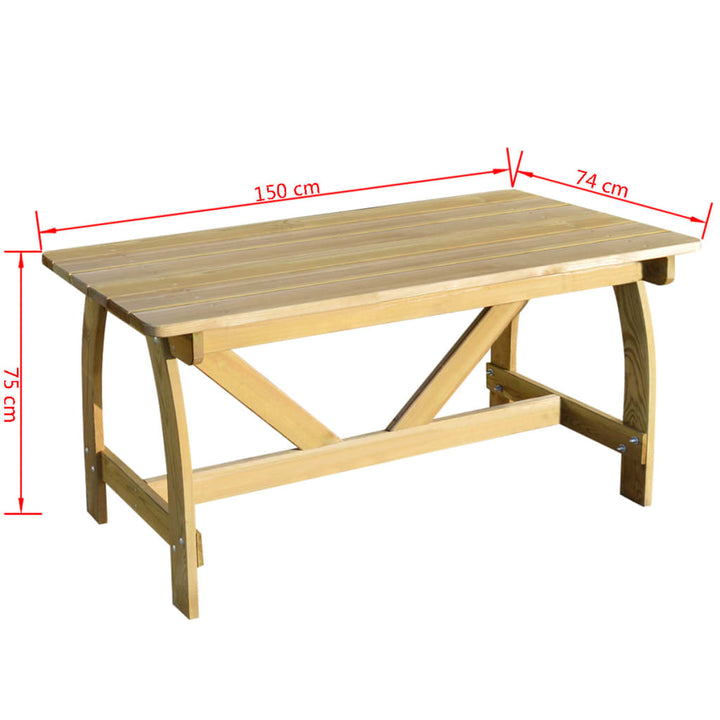 Gartentisch 150 X 74 X 75 Cm Imprägniertes Kiefernholz