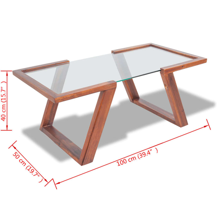 Couchtisch Massivholz Akazie Braun 100X50X40 Cm