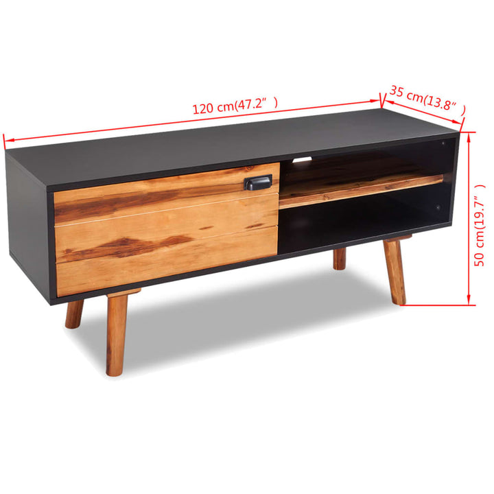 Tv-Schrank Massivholz Akazie 120X35X50 Cm Weiß