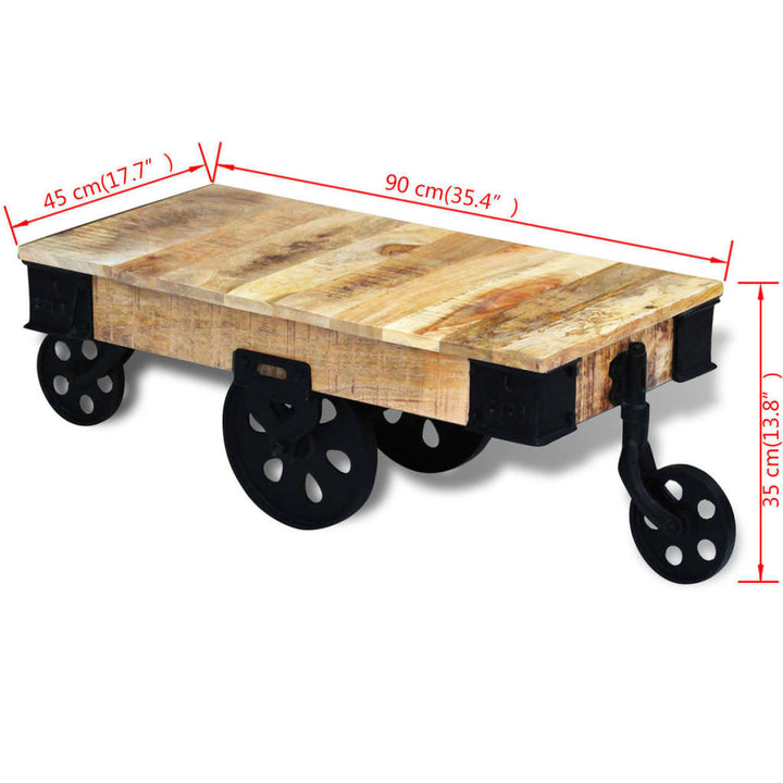 Couchtisch Mit Rollen Raues Mangoholz