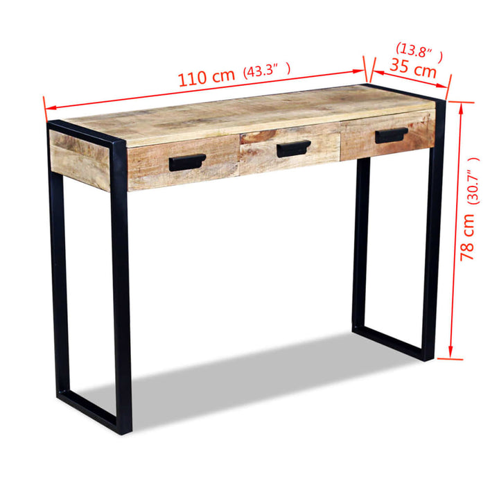 Konsolentisch Mit 3 Schubladen Mangoholz Massiv 110X35X78 Cm