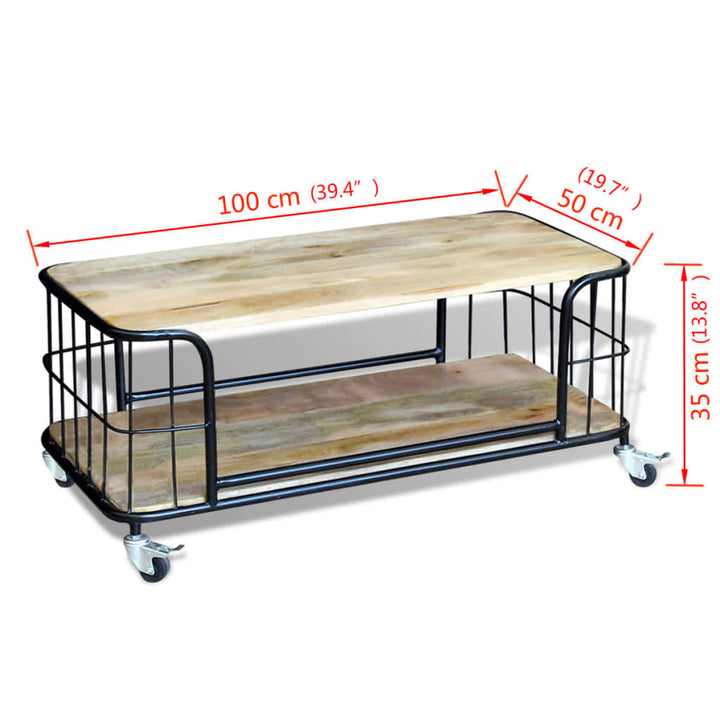 Couchtisch Mangoholz Massiv 100X50X35 Cm