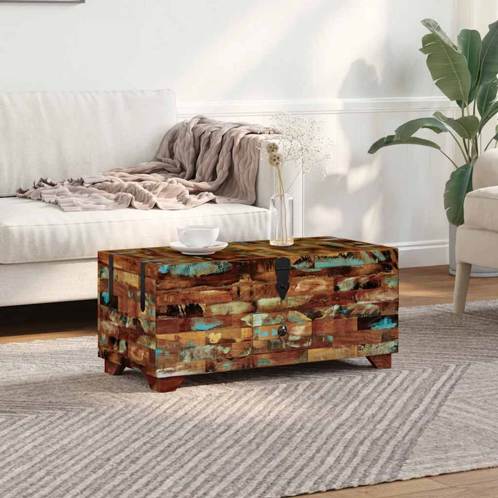 Couchtisch Truhe Altholz Massiv 80X40X35 Cm