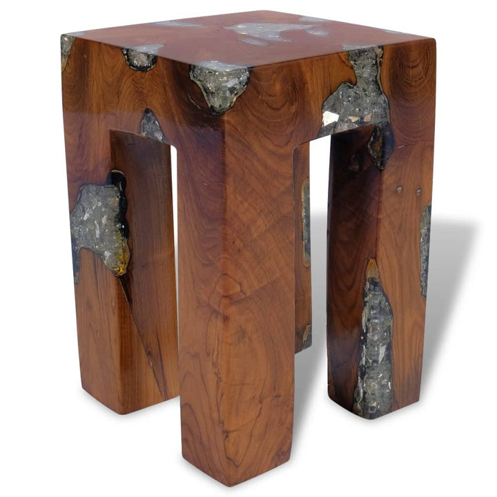 Hocker Massivholz Teak Und Harz