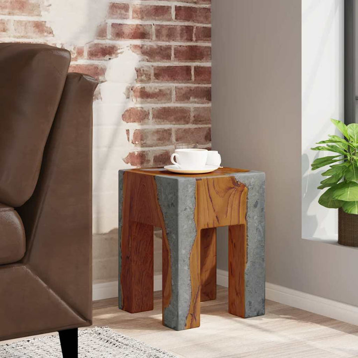 Hocker Massivholz Teak Und Harz