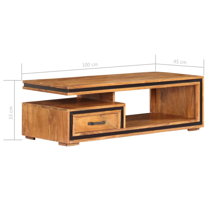 Couchtisch Massivholz Akazie 100X45X33 Cm