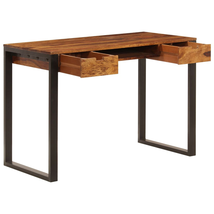 Schreibtisch 110 X 55 X 78 Cm Massivholz Und Stahl